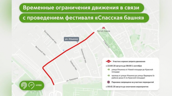 Улицы в районе Красной площади закроют из-за "Спасской башни" Улицы в районе Красной площади закроют из-за "Спасской башни"